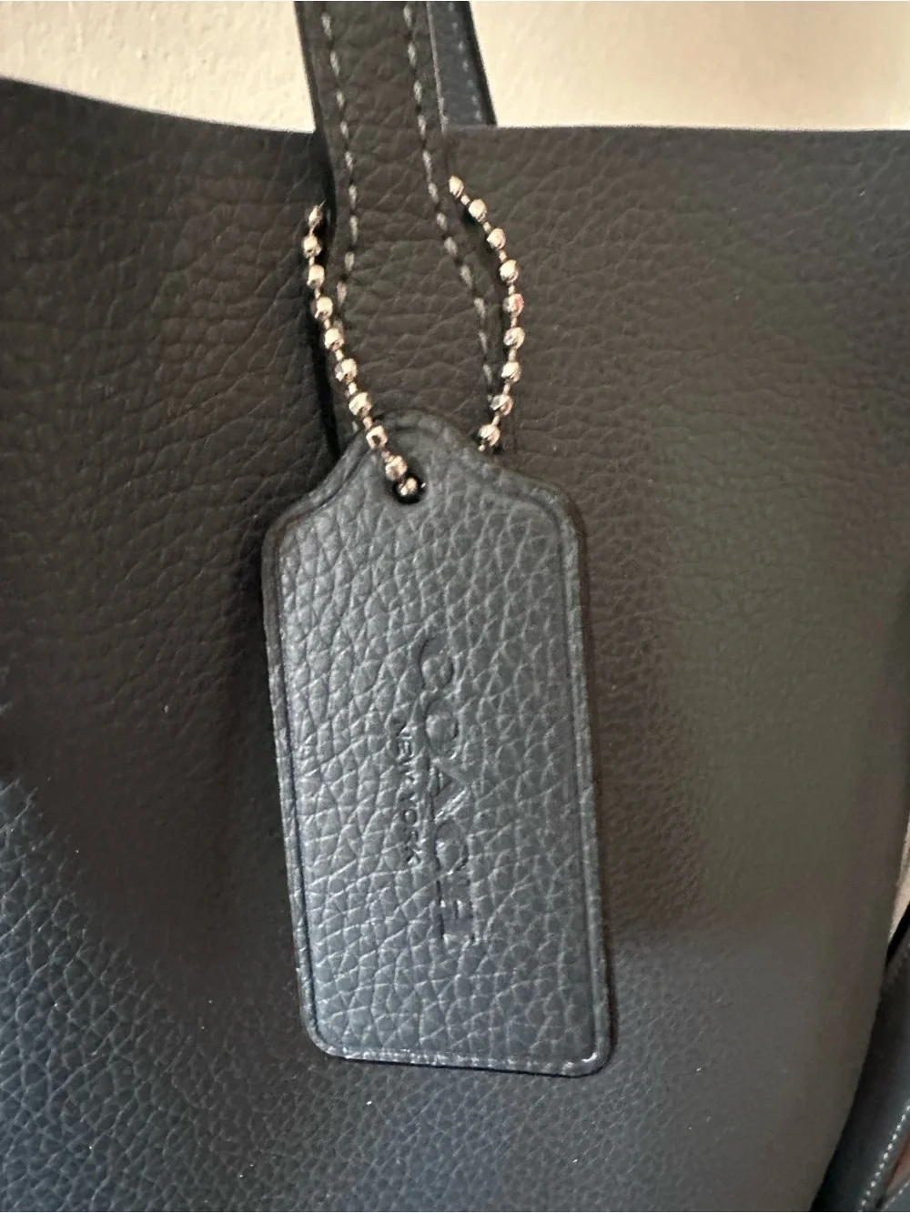 COACH THEA BAG Soft Pebbled Leather Tote Denim Blue Silver Hardware NEVER USED - Picture 3 of 11